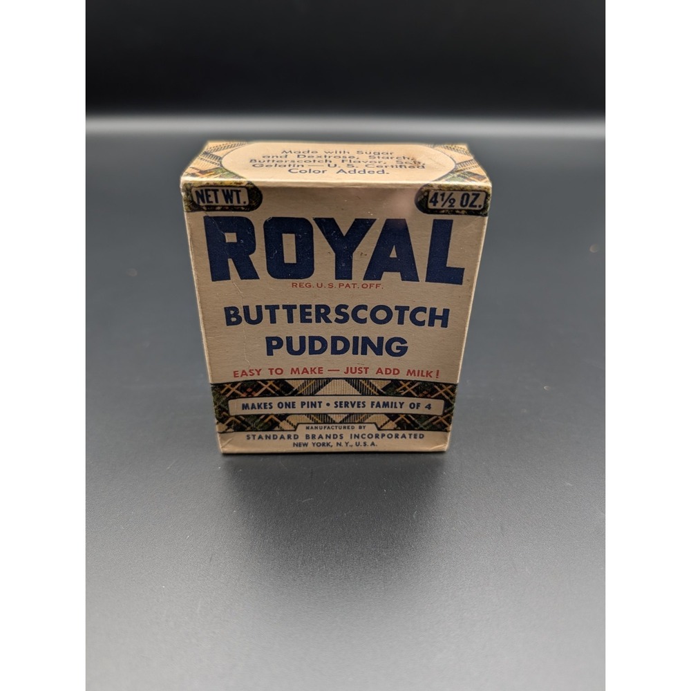 Antique Royal Butterscotch Pudding Full Box Mix 4 1/2 Oz Standard Brands